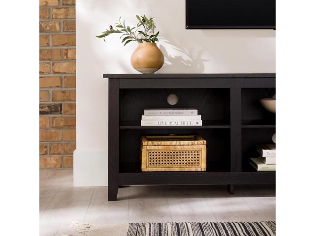 Walker Edison Wren Classic 6 Cubby TV Stand for TVs up to 80 Inches, 70 Inch, Black