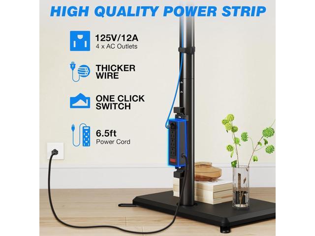 Rfiver Swivel Floor TV Stand with Power Outlet for 32-60 inch TVs, Height Adjustable Tall TV Stand with Wood Base, Hold Up to 88lbs, Saving Space...
