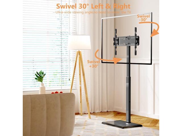 Universal Floor TV Stand,TV Floor Mount Stand for 32-75 inch TV up to 110 lbs, Swivel and Height Adjustable Tall TV Stand for...