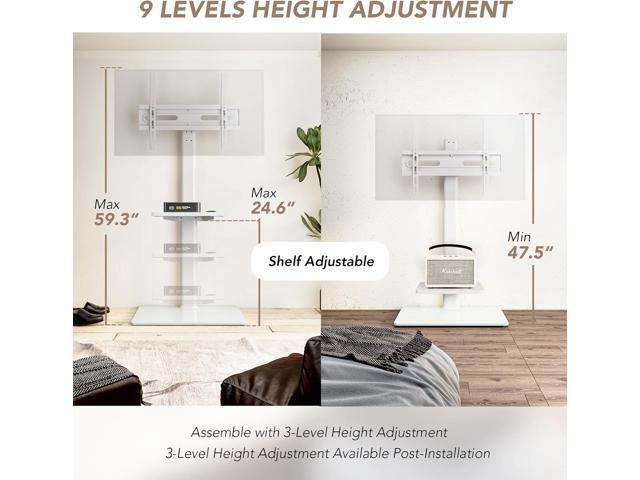 AX WABER Universal Floor TV Stand with Mount 70 Degree Swivel 9 Level Height Adjustable and Space Saving Design for Most 27 to 65 inch LCD, LED...