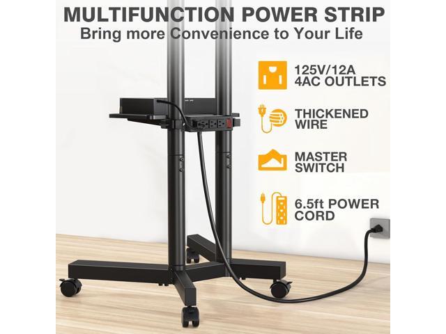 TVON Rolling TV Stand with Power Outlet for 32-75 Inch LCD LED OLED Flat Curved Screen TVs up to 88 lbs, Portable TV Stand on Wheels and Height...