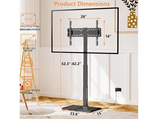 Universal Floor TV Stand,TV Floor Mount Stand with Power Outlet for 32-75 inch TV up to 110 lbs, Swivel and Height Adjustable Tall TV Stand for...