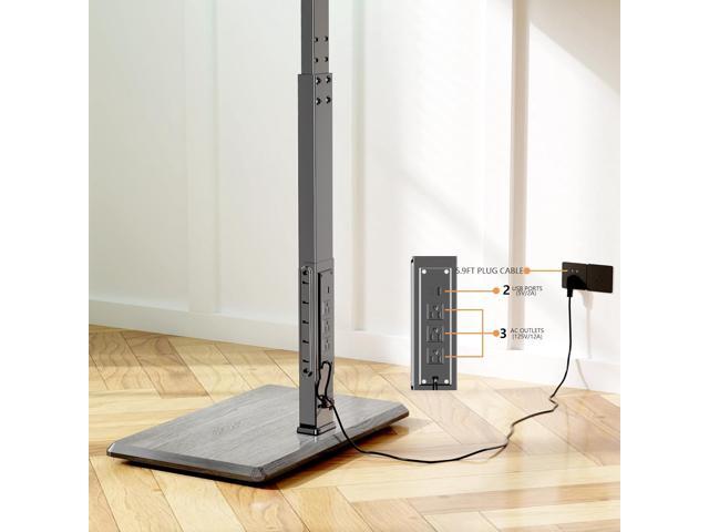 Universal Floor TV Stand,TV Floor Mount Stand with Power Outlet for 32-75 inch TV up to 110 lbs, Swivel and Height Adjustable Tall TV Stand for...