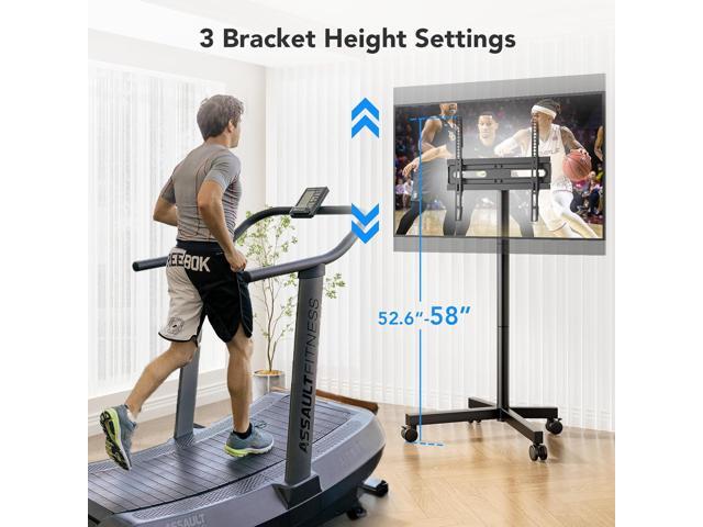 AX WABER Mobile TV Cart Stand with Wheels for 23-60' tvs, Height Adjustable, Portable Floor Stand Holds up to 88 lbs, Rolling TV Mount max VESA...