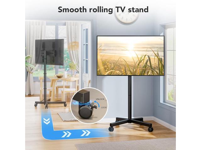 AX WABER Mobile TV Cart Stand with Wheels for 23-60' tvs, Height Adjustable, Portable Floor Stand Holds up to 88 lbs, Rolling TV Mount max VESA...