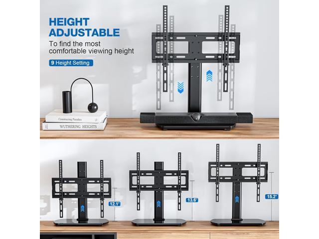 Universal TV Stand for 27-60 Inch TVs with Swivel Mount, Height Adjustable Table Top TV Stand Mount, Heavy Duty Tempered Glass Base, TV Pedestal...