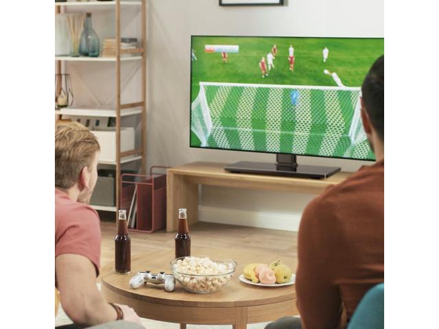 Universal TV Stand for 27-75 inch TVs Swivel +/-35° Height Adjustable Table Top TV Base Max VESA 400x400mm,Holds up to 77 lbs Black