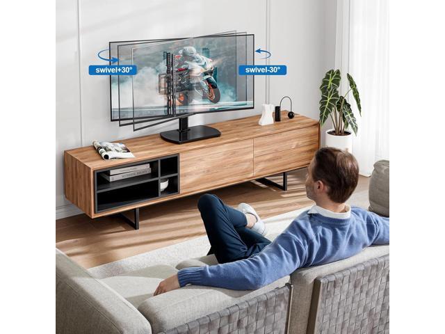 Universal TV Stand for 27-60 Inch TVs with Swivel Mount, Height Adjustable Table Top TV Stand Mount, Heavy Duty Tempered Glass Base, TV Pedestal...