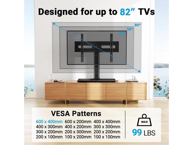 PERLESMITH Swivel Universal TV Stand Mount for 32-82 Inch LCD OLED Flat/Curved Screen TVs up to 99lbs-Height Adjustable Table Top TV Stand/Base...