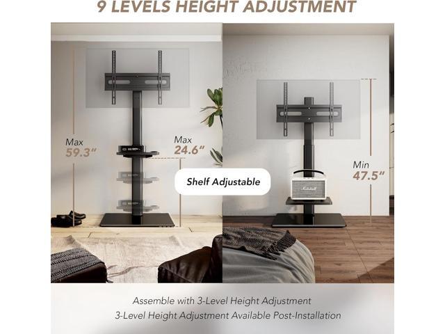 AX WABER Universal Floor TV Stand with Mount 70 Degree Swivel 9 Level Height Adjustable and Space Saving Design for Most 27 to 65 inch LCD, LED...