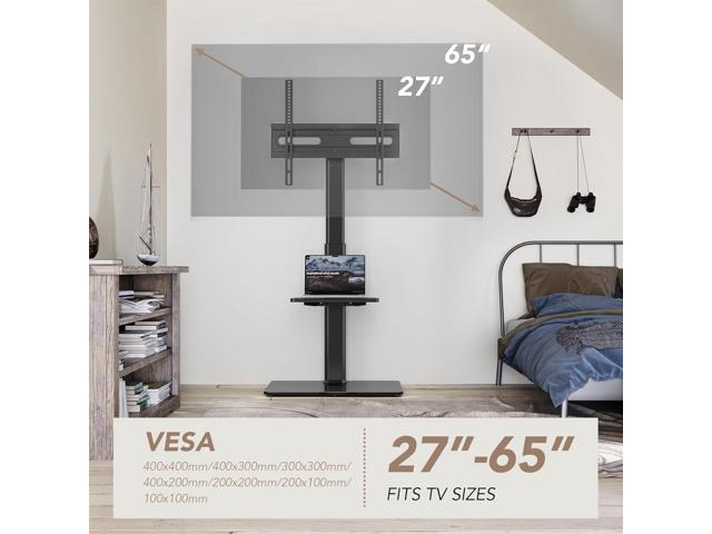 AX WABER Universal Floor TV Stand with Mount 70 Degree Swivel 9 Level Height Adjustable and Space Saving Design for Most 27 to 65 inch LCD, LED...
