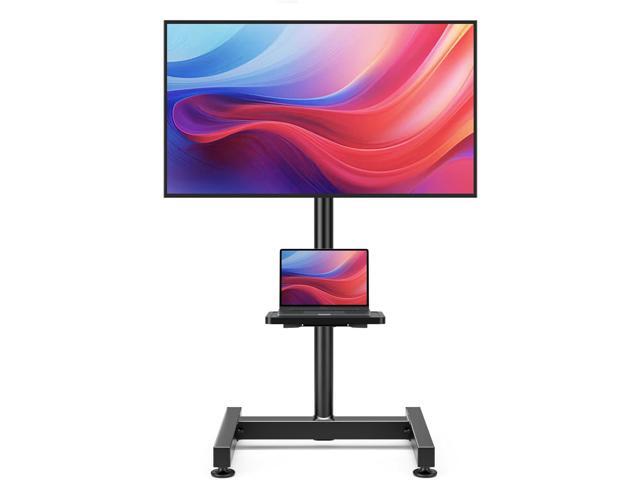 Floor TV Stand with Mount for 13-50 inch Screens, Tilting and Height Adjustable Floor Monitor Stand Mount, Portrait to Landscape, Portable TV Stand...