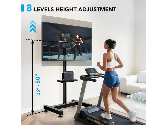 Floor TV Stand with Mount for 13-50 inch Screens, Tilting and Height Adjustable Floor Monitor Stand Mount, Portrait to Landscape, Portable TV Stand...