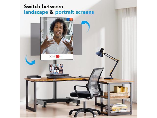 Floor TV Stand with Mount for 13-50 inch Screens, Tilting and Height Adjustable Floor Monitor Stand Mount, Portrait to Landscape, Portable TV Stand...