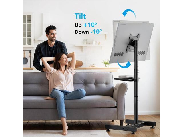 Floor TV Stand with Mount for 13-50 inch Screens, Tilting and Height Adjustable Floor Monitor Stand Mount, Portrait to Landscape, Portable TV Stand...