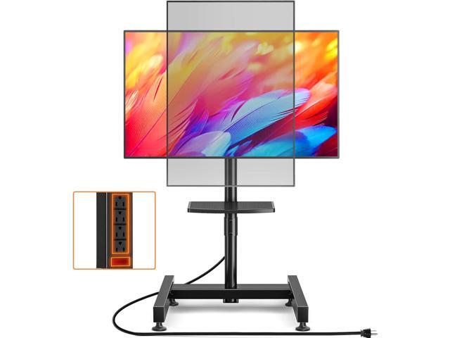 TVON Rolling TV Stand with Mount with Power Outlet for Most 13-50 inch TVs/Screen up to 55 lbs, Height Adjustable TV Floor Stand with Tilting and...