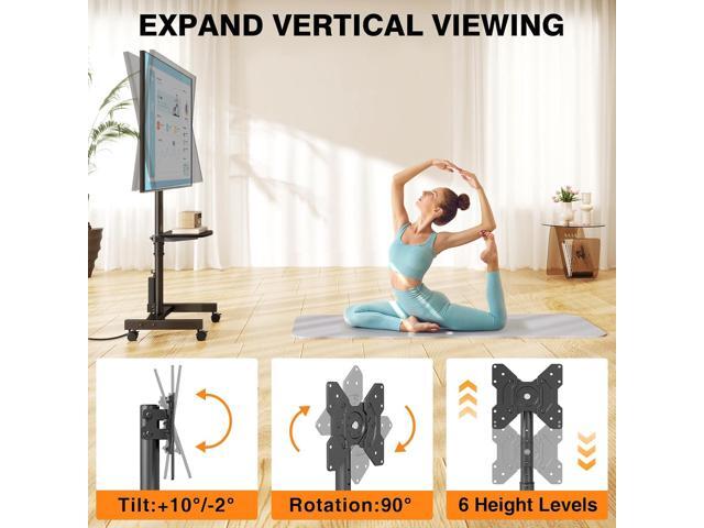 TVON Rolling TV Stand with Mount with Power Outlet for Most 13-50 inch TVs/Screen up to 55 lbs, Height Adjustable TV Floor Stand with Tilting and...