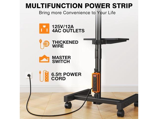 TVON Rolling TV Stand with Mount with Power Outlet for Most 13-50 inch TVs/Screen up to 55 lbs, Height Adjustable TV Floor Stand with Tilting and...