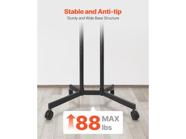 VEVOR Rolling TV Stand, Mobile TV Cart for 32-65 Inch Screens, Height Adjustable, Portable Monitor Stand with Wheels Holds up to 88 lbs for Living...