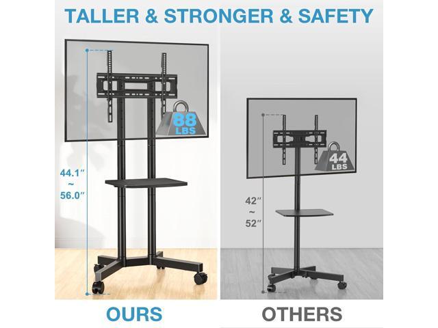 YOMT Portable Rolling TV Stand for 32-75 inch TVs, Height Adjustable Mobile TV Cart with Locking Casters, Heavy Duty Universal TV Stand On Wheels...