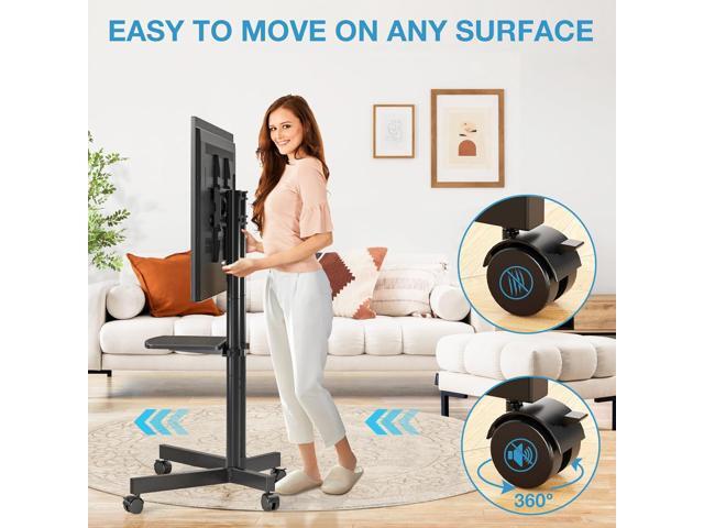 YOMT Portable Rolling TV Stand for 32-75 inch TVs, Height Adjustable Mobile TV Cart with Locking Casters, Heavy Duty Universal TV Stand On Wheels...