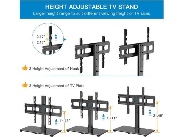 PERLESMITH Universal TV Stand Table Top TV Base for 32-82 inch LCD LED OLED 4K Flat Screen TVs-Height Adjustable TV Mount Stand with Tempered Glass...