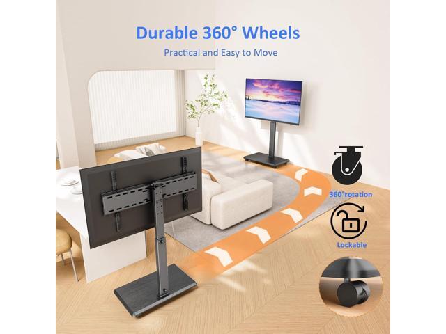 Rolling TV Stand, Portable Mobile TV Stand for 32-75 Inch TVs up to 110 lbs, 18 Adjustable Heights, Max VESA 600x400mm, Rolling TV Cart on Wheels...
