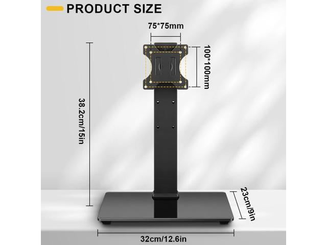 Universal TV Stand for 13-32inch LED LCD TV Table Top TV Stand with 45 Degree Height Adjustable Swivel TV Stand Mount with Tempered Glass Base Max...
