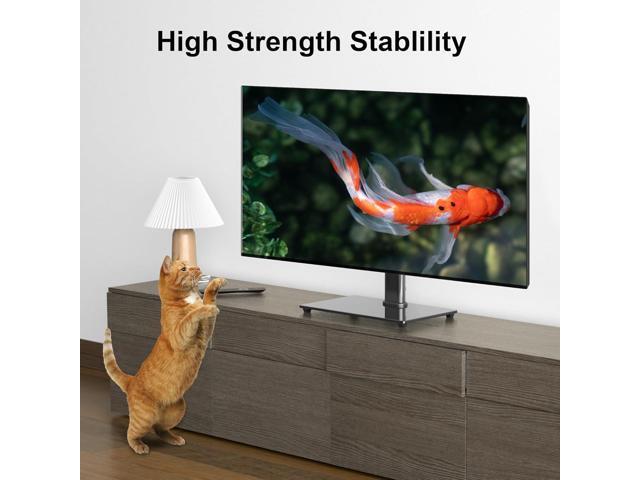 suptek Universal Swivel Table Top TV Stand for 26-55 inch LED OLED Flat Curved Screens, Height Adjustable TV Mount Stand with Glass Base Hold up to...