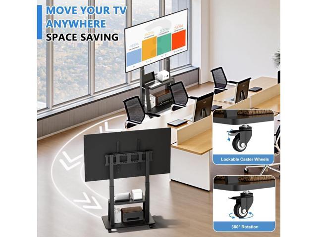 Mobile TV Cart Rolling TV Stand for 42 to 55 65 70 75 85 86 90 100 inch Television Heavy Duty Portable TV Stand on Wheels, Height Adjustment, Holds...