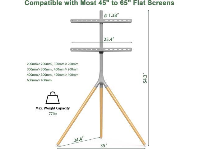 Easel TV Stand with Tripod Base for 45-65 inch LED LCD OLED Flat Screens, 180°Swivel TV Floor Stand for Apartment, Bedroom, Studio - Height...