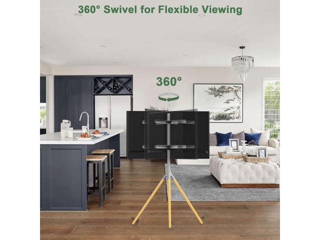 Easel TV Stand with Tripod Base for 45-65 inch LED LCD OLED Flat Screens, 180°Swivel TV Floor Stand for Apartment, Bedroom, Studio - Height...