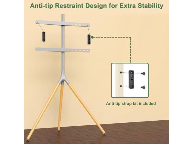 Easel TV Stand with Tripod Base for 45-65 inch LED LCD OLED Flat Screens, 180°Swivel TV Floor Stand for Apartment, Bedroom, Studio - Height...