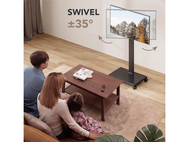 AX WABER Universal Floor TV Stand, Portable Rolling Floor TV Mount with Wheels, 80 Degree Swivel Height Adjustable for 27 to 65 Inch LCD LED OLED,...