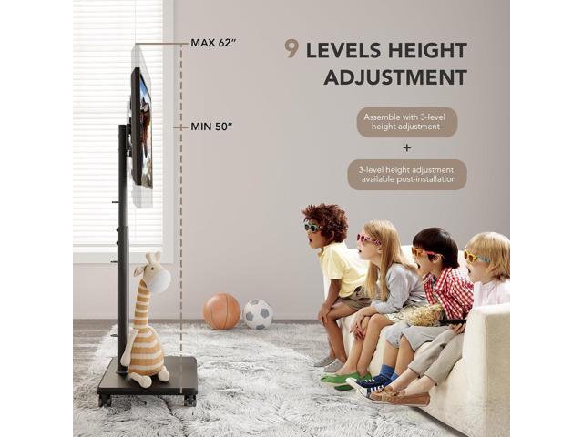 AX WABER Universal Floor TV Stand, Portable Rolling Floor TV Mount with Wheels, 80 Degree Swivel Height Adjustable for 27 to 65 Inch LCD LED OLED,...