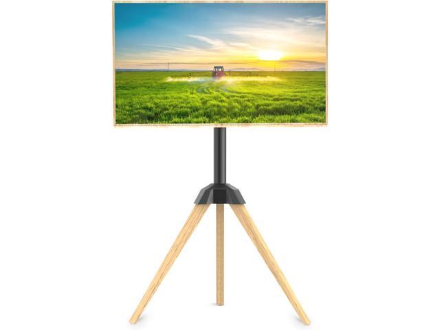 Wood Easel TV Stand for 32 to 65 Inch LCD LED OLED Screen, 25°Swivel Tripod TV Mount Portable Height Adjustable TV Floor Stand for Studio, Office,...