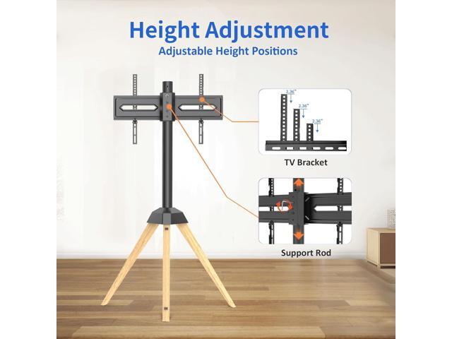 Wood Easel TV Stand for 32 to 65 Inch LCD LED OLED Screen, 25°Swivel Tripod TV Mount Portable Height Adjustable TV Floor Stand for Studio, Office,...