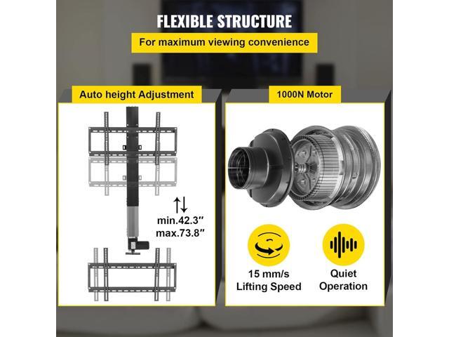 VEVOR Motorized TV Lift Stroke Length 31 Inches Motorized TV Mount Fit for Max.60 Inch Lift with Remote Control Height Adjustable 42-73 Inch,Load...