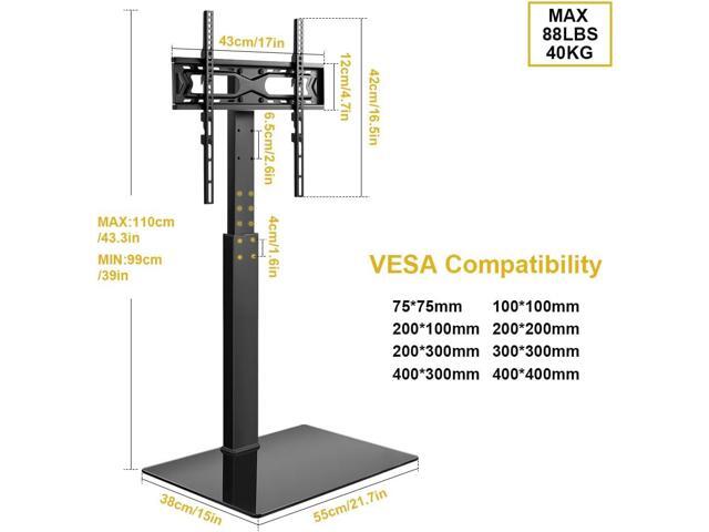 Floor TV Stand for 27-65 inch LED Screen Adjustable TV Stand with Mount Swivel Floor Televisions Stand with Tempered Glass Base for Corner Bedroom...