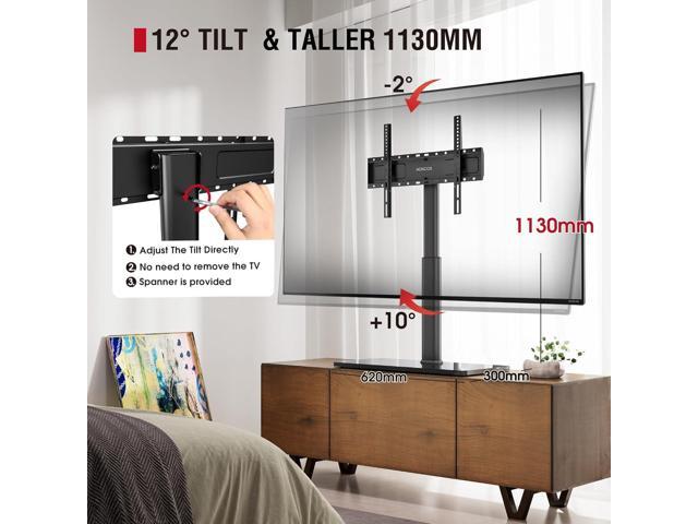 Universal Swivel TV Stand Table Top Mount Stand for 43 to 85 inch TVs, 8 Level Height Adjustable with Tilting, Heavy Duty Tempered Glass Base,...