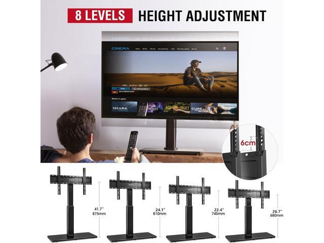 Universal Swivel TV Stand Table Top Mount Stand for 43 to 85 inch TVs, 8 Level Height Adjustable with Tilting, Heavy Duty Tempered Glass Base,...