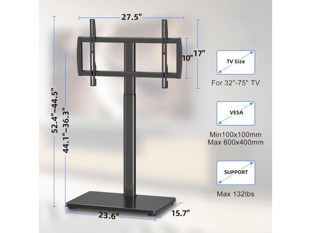 Universal Pedestal TV Stand with Bracket for 32'-75' TVs Floor TV Stand w/Cable Management Holds 132lbs Max VESA 600x400mm TS004H