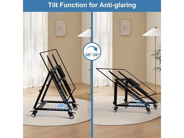 Low Height Mobile TV Stand, Low TV Stand with Wheel for 26-65 inch TV, Hight Adjustable, 36° -68° Adjustable Viewing Angle,Max 50KG, Vesa 600×500,...