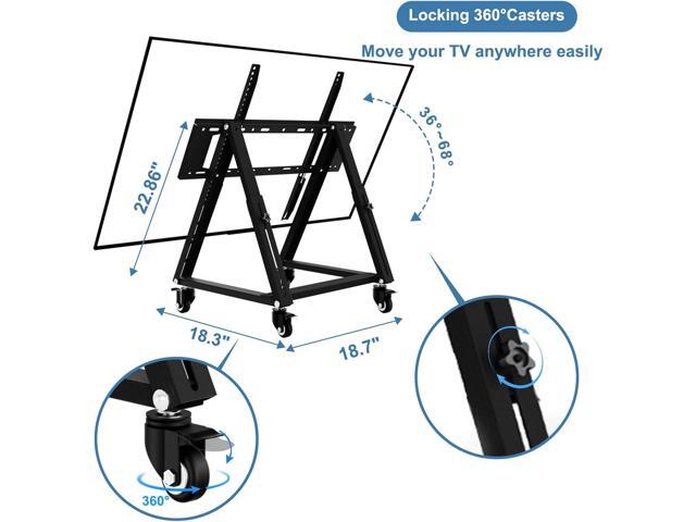 Low Height Mobile TV Stand, Low TV Stand with Wheel for 26-65 inch TV, Hight Adjustable, 36° -68° Adjustable Viewing Angle,Max 50KG, Vesa 600×500,...