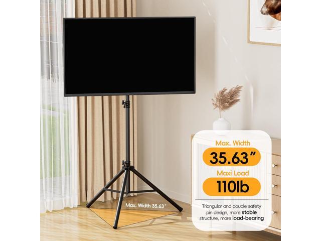 Portable Tripod TV Stand for 25 to 65, 70-inch Television with ±15°Tilt, 5 Pillar Height, Dual Safety Pins, Tall Tvstand Maxi Load 110 lbs, for...