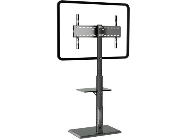 Universal Floor TV Stand, TV Floor Mount Stand with Power Outlet & Removable Shelf for 32-75 inch TV up to 110 lbs, Swivel and Height Adjustable...