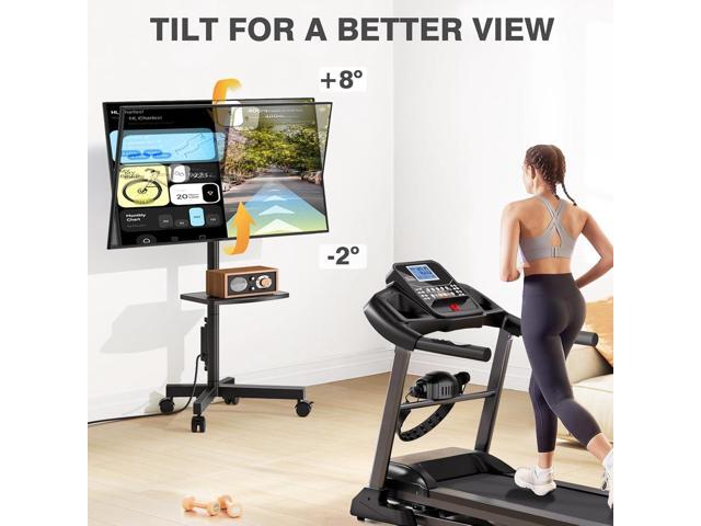 TVON Mobile TV Stand with Power Outlet, Tilt Rolling TV Cart for 23-60 Inch LCD LED OLED Flat Curved Screen TVs up to 88 lbs, Height Adjustment...