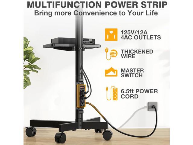 TVON Mobile TV Stand with Power Outlet, Tilt Rolling TV Cart for 23-60 Inch LCD LED OLED Flat Curved Screen TVs up to 88 lbs, Height Adjustment...