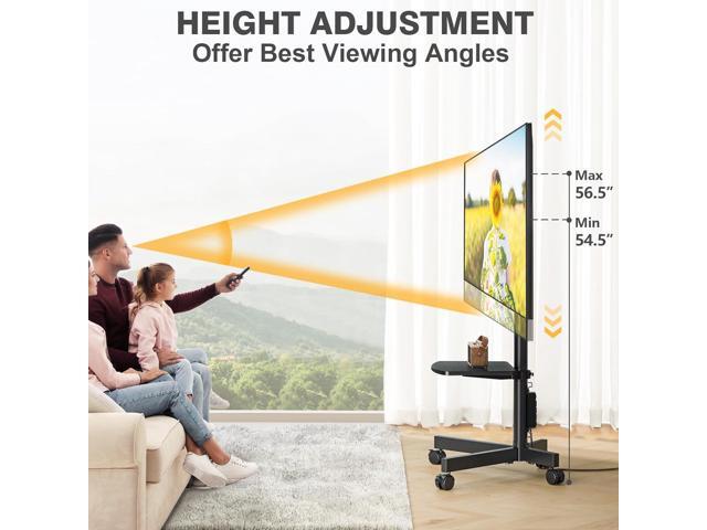 TVON Mobile TV Stand with Power Outlet, Tilt Rolling TV Cart for 23-60 Inch LCD LED OLED Flat Curved Screen TVs up to 88 lbs, Height Adjustment...