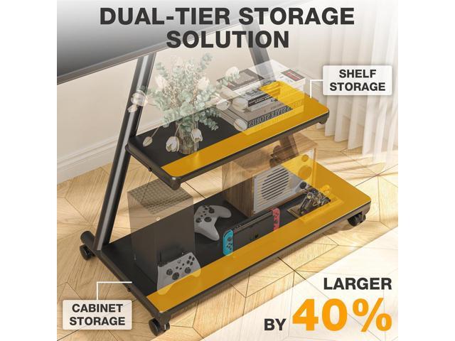 TVON Rolling TV Stand for 43-80' TVs up to 150lbs, Portable Stand on Wheels with Enhanced Triangular Design, Height Adjustable Mobile Cart with...